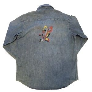 Great Northwest Clothing Company Mens Denim Embroidered 2XLT Eagle Pearl Snaps